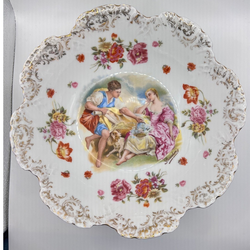 Meissen Antique Porcelain Plate 8in Multicolor Excellent Rococo Boucher Scene